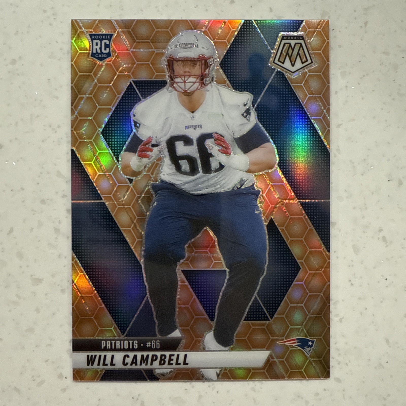 2025 Panini Mosaic Will Campbell Honeycomb SSP Prizm #378 RC Patriots Case Hit