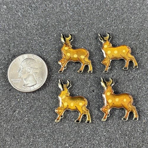 Lot of 4 Spotted Brown Deer Vintage Enamel Pins Pinbacks #56721