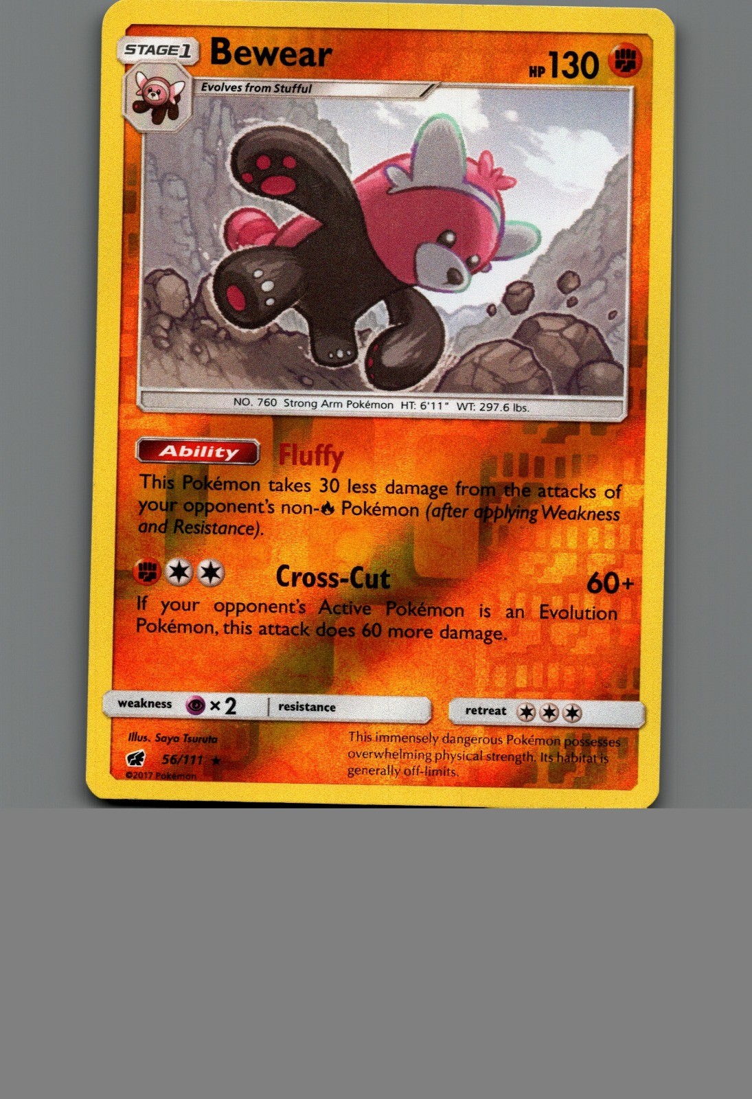 Bewear Reverse Holo Holo Rare SM - Crimson Invasion 56/111 NM Bewear Bewear