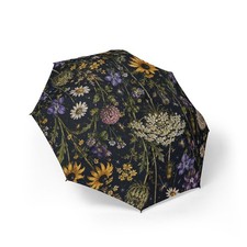 Wildflower Bouquet Foldable Rain Umbrella Botanical Floral Travel Compact Gift
