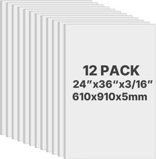 Foam Board, 12 Pack 24 X 36 Inch, 3/16 Inch Thickness White Poster Board, Acid-F