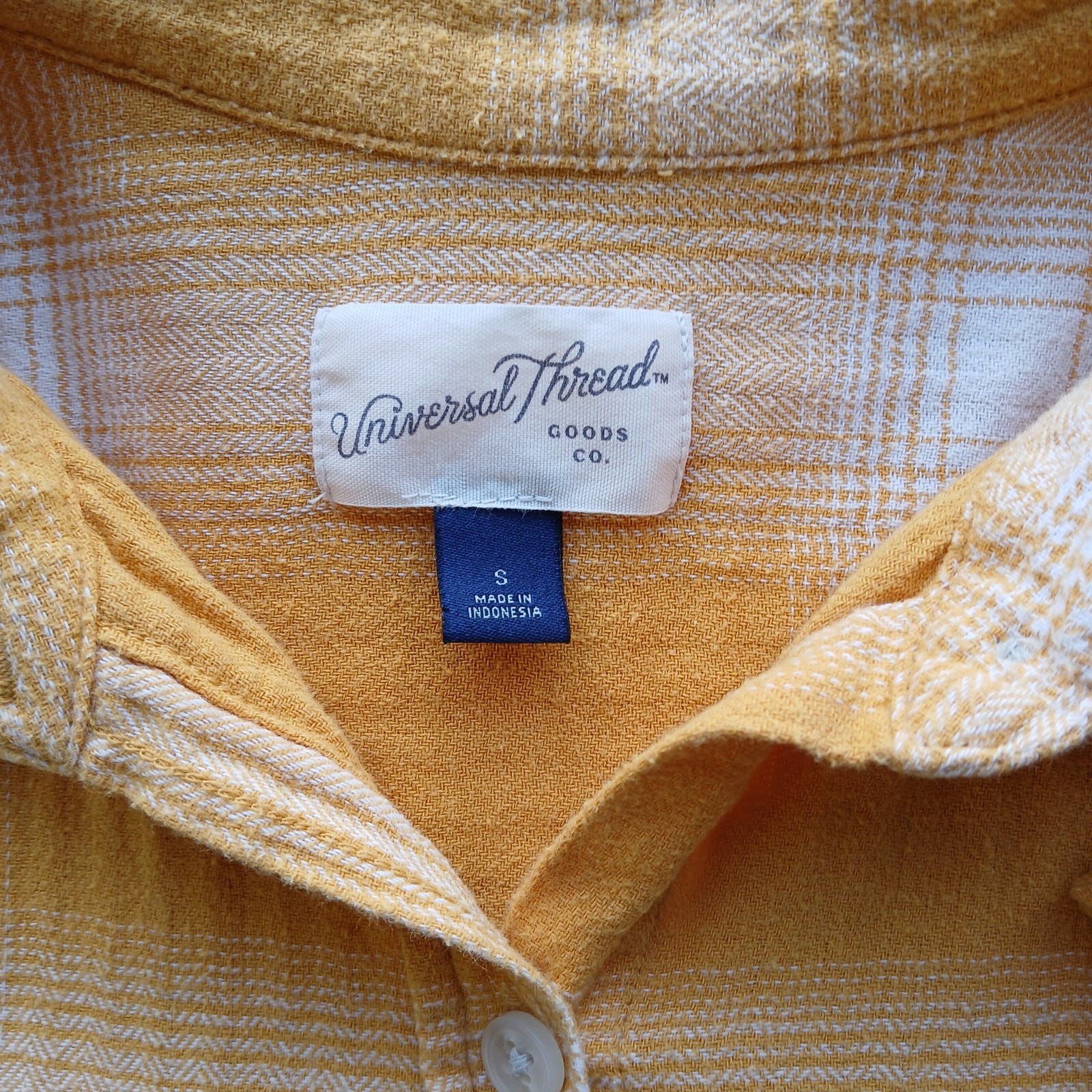 Universal Thread Cotton Yellow Plaid Button-up Sh… - image 7