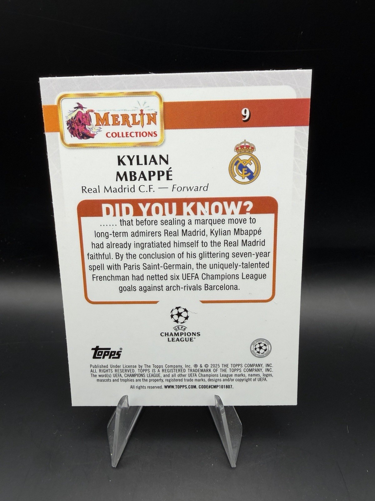 2024-25 Topps Merlin Uefa Club Competitions - Kylian Mbappe #9 Mini-Diamond... view 2