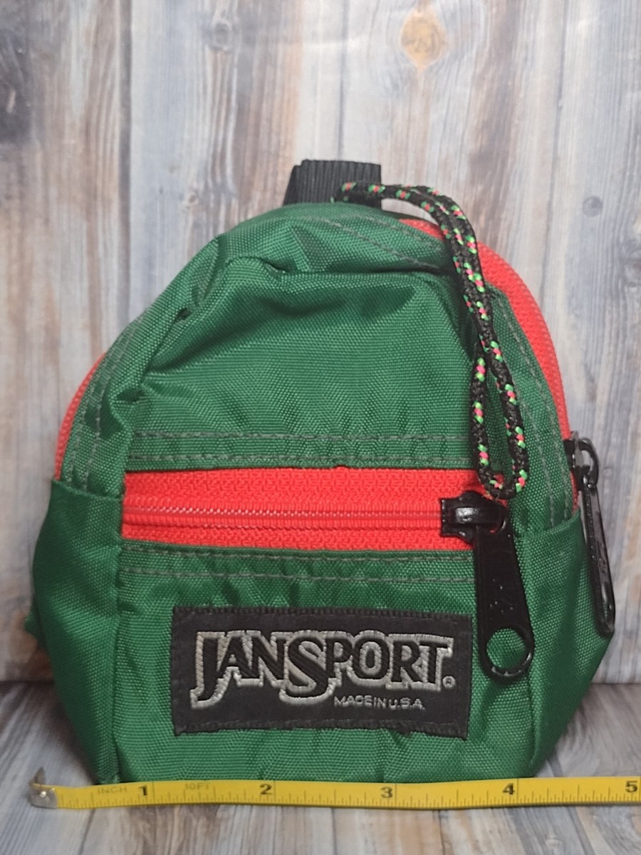 Y2k Jansport Mini 5” Green Keychain Backpack Wristlet Coin Purse