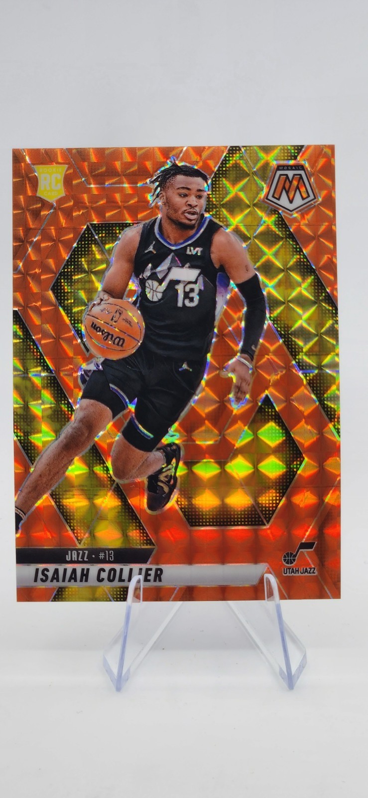 2024-25 Panini Mosaic Rookies Isaiah Collier #222 Orange Mosaic Prizm /249 (RC)