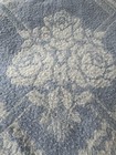 Vintage 50s Wool Blanket Blue Rose Floral Cottagecore Camp Throw — photo 5