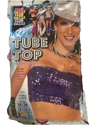 Club Dazzle Rave Diva Purple Sexy Sequin Tube Top One Size Fits Most Up To 16