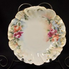Limoges AL Alfred Lanternier Plate 7 3/4" Hand Painted Red Roses 1891-1914 Gold