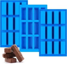 3 Pack Granola Bar Mold 12 Cavity Rectangle Silicone for Baking Chocolate Candy