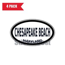 Maryland Chesapeake Beach Oval Sticker 4 Pack 3x2 Inch