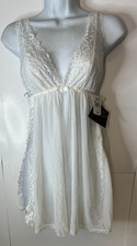 Cinema Etoile Seductive Wear Size Large Babydoll Teddy Thong Lace Bridal White
