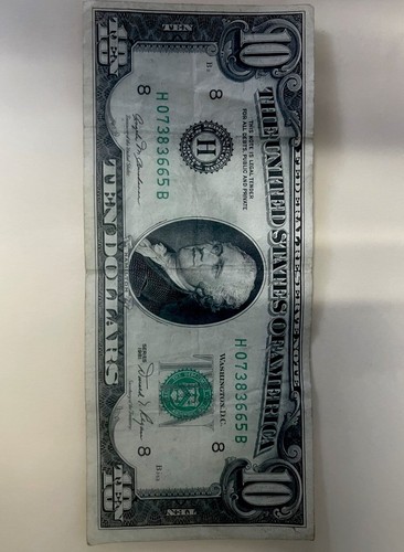 SERIES 1981 $10 TEN DOLLAR FEDERAL RESERVE NOTE No 8 - Picture 4 of 5