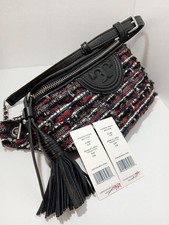 TORY BURCH Logo FLEMING TWEED Waist BAG Women Genuine