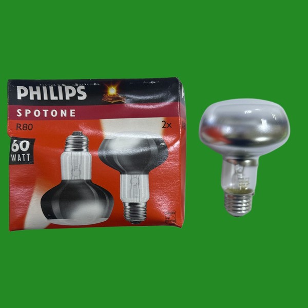 2X 60W Philips R80 Dimmbar GlüHlampe Reflektor Spot Heizlicht ES E27-image