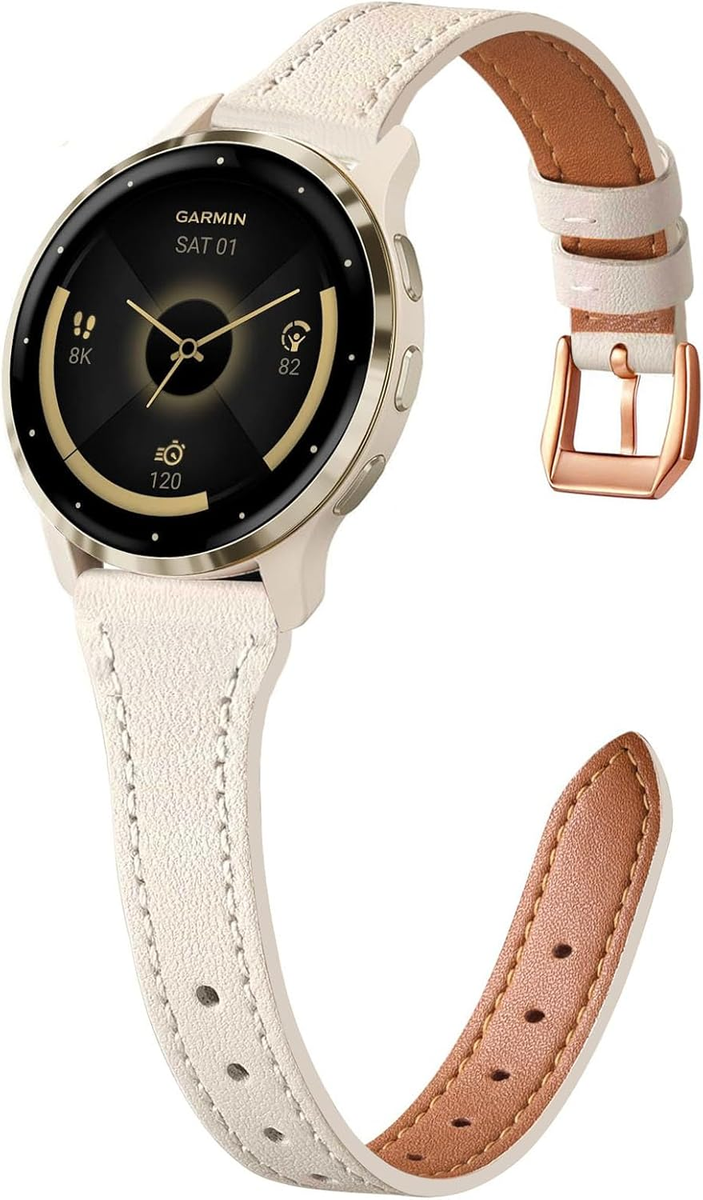 18Mm Slim Leather Band Compatible with Garmin Venu 3S /Venu 4 41Mm