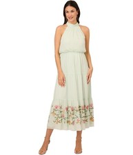 Adrianna Papell Maxi Abito Donna in Chiffon, Verde, 6