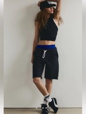 FREE PEOPLE FP MOVEMENT FOR THE WIN DRAWSTRING SWEAT LONG SHORTS NEW BLACK XS