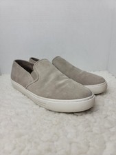 Zapatilla sin cordones Tory Burch Jesse talla 10,5 gris gamuza dorado logotipo zapatos traseros