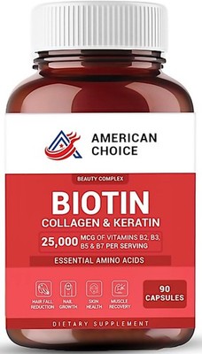 Biotin, Collagen, Keratin   Hair, Skin & Nails Vitamins   Supports Hair Growth