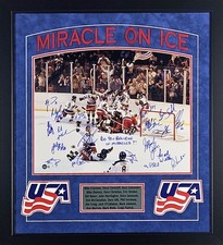 1980 USA Olympic Hockey Team Signed Miracle on Ice 16x20 Photo Framed Beckett