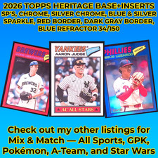 2026 Topps HERITAGE BASE•INSERTS • Singles U‑Pick • Complete Your Set #201-400🔥