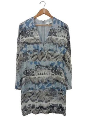 REISS Robe à manches longues Dames Robe T EU 38 bleu-gris clair-blanc cassé - Photo 1/4