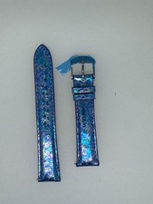 michele blue metalic design snakeskin watch band strap 18MM