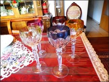 5 Römer Gläser Hofbauer Bleikristall Überfang verschiedene Farben H=19cm