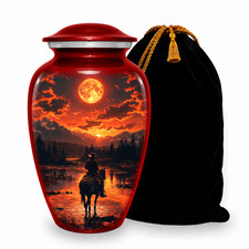 Cremation Urn for Human Adult Ashes Sunset Cowboy Memorial Earns 190 Cu In New