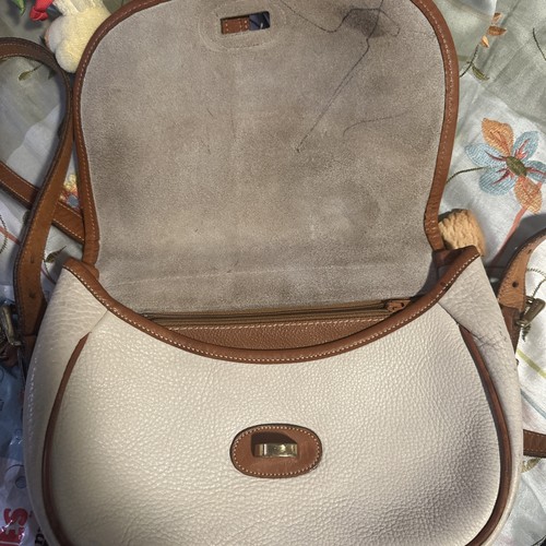 Sac à main vintage Dooney & Bourke All Weather cuir poinçon beige selle grainé  - Photo 7/10
