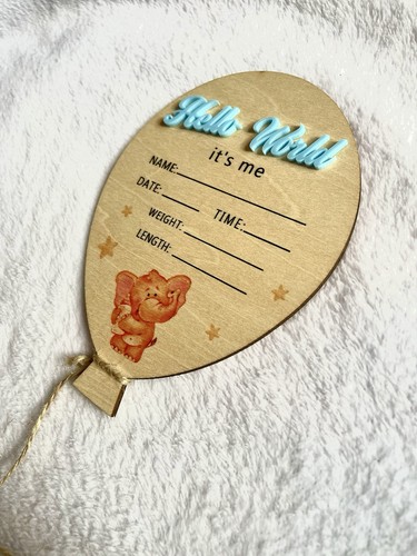 Baby Junge Geburtsanzeige | Ballon Plakette Babyparty Geschenk - Bild 4 von 4
