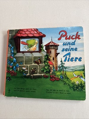 Puck und seine Tiere,Kinderbuch, 1951, Pappbilderbuch, Guckloch Kinderbuch