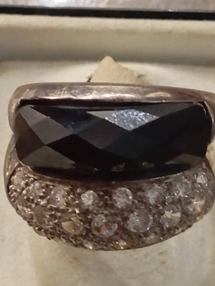 Vintage Anello Argento Onice E Quarzo - Immagine 2 di 4