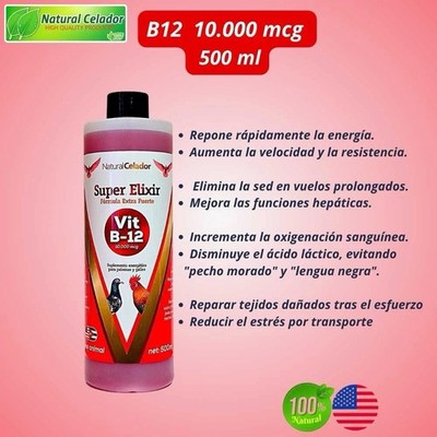 Natural Celador Super Elixir Vit B-12 10,000 mcg Supplement Chicken Pigeon
