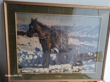 Quadro Olio Su Tela Pittore G.Pane Anni 60 Cavalli