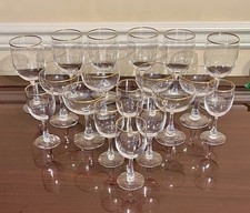 Vintage 18 Pc. Set of Fostoria CLASSIC GOLD Water Wine Champagne Glasses Stems