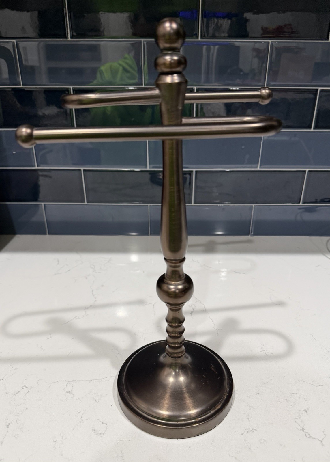 Rack Counter Top Free Standing Bathroom Holds 2 Towels
