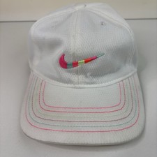 Nike DRI-FIT Just Do It Yellow Blue Pink Logo Hat White Adjustable Child Size