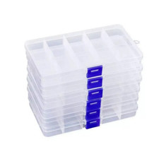 6 P Clear Jewelry Box Plastic Bead Storage Craft Container Earrings Organizer- 
