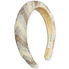 Padded Headbands for Girls, White Gold Rhinestone Headband for Kids, Puffy