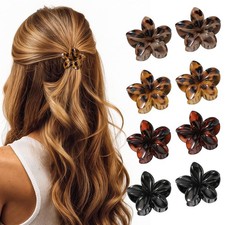 8 PCS Small Flower 1 Count Pack of 8 , Hair Clips, Tortoise