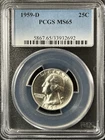 1959-D  25C Washington Quarter Dollar PCGS MS65   33932692
