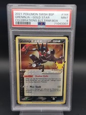 Pokemon Greninja SWSH144 Gold Star Promo Celebrations Elite Trainer Box PSA 9
