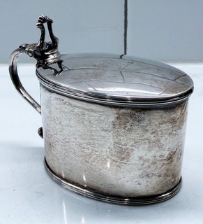 Antique George III Sterling Silver Mustard Pot Cobalt Glass William Allen 1798