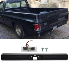 Rear Roll Pan+ License Plate Light For 1973-1987 Chevy GMC C10 Fleetside Black