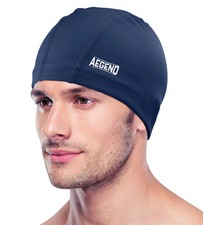 Fabric Swim Cap W/ Silicone Layer Breathable Adult Youth 2 Sizes High Elasticity