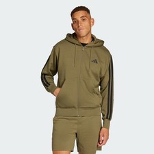 adidas men Essentials 3-Stripes Fleece Hoodie