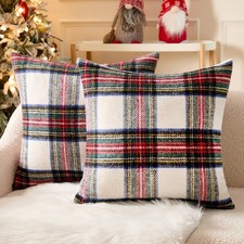 MIULEE Christmas Plaid Decorative Throw Pillow Covers Set of 2 Scottish Tarta...