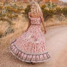 Spell Wild Bloom Strappy Maxi Dress Size Small Boho Floral Romantic Festival