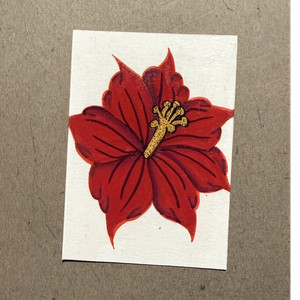 ACEO or miniature OOAK Red Hibiscus Flower acrylic markers